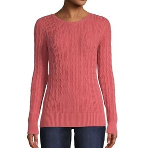 Womens Crew Neck Long Sleeve Pullover Sweater - L